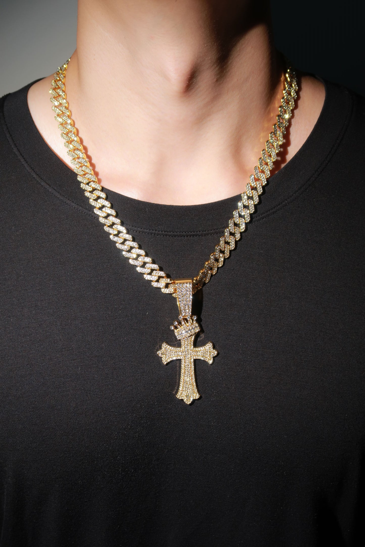 Iced Crown Cross Pendant