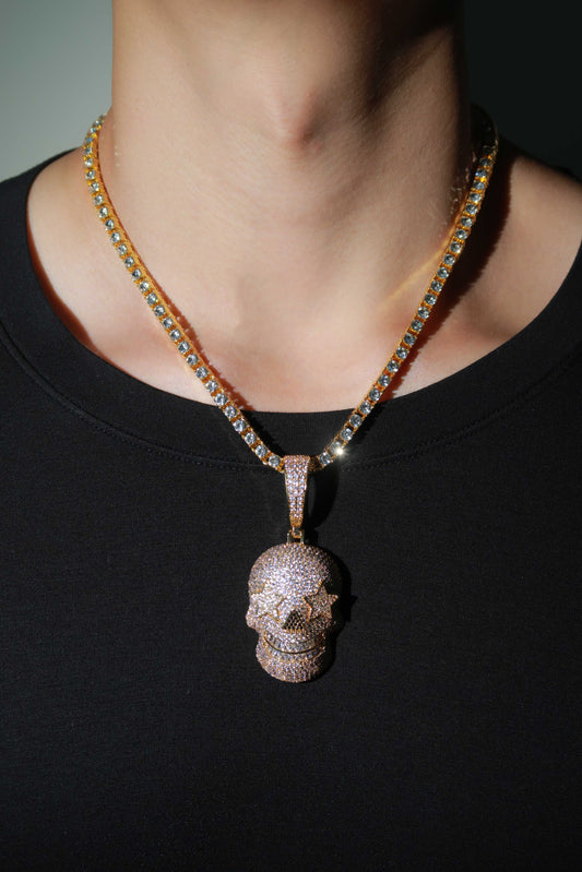 Star Eyes Drip Iced Skull Pendant