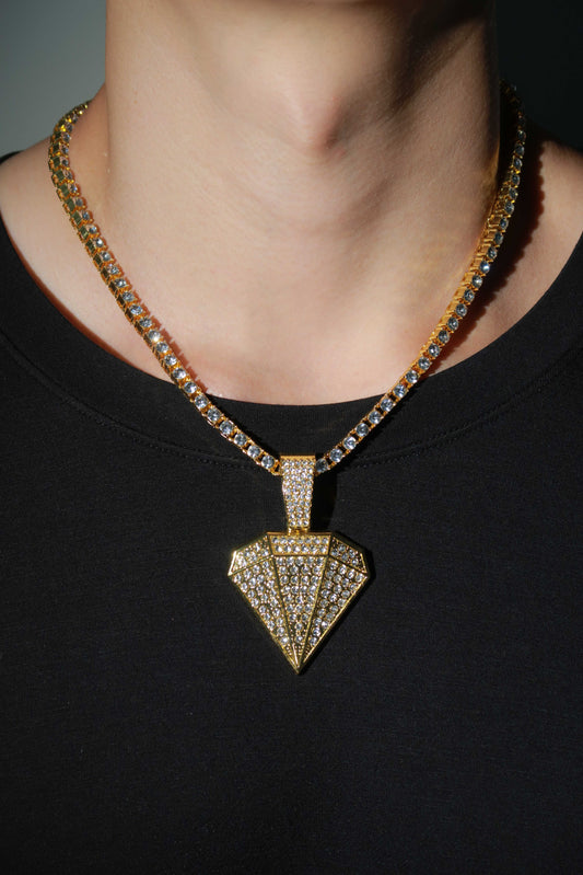 Gold Brilliance Iced Diamond Pendant