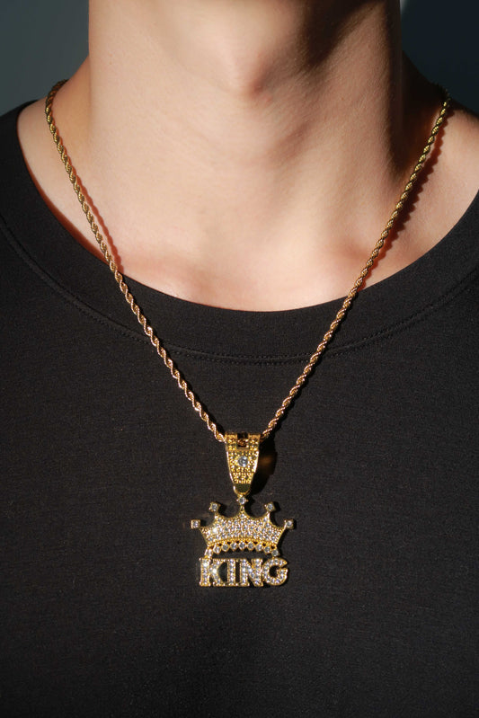 Royal Drip Iced KING Crown Pendant