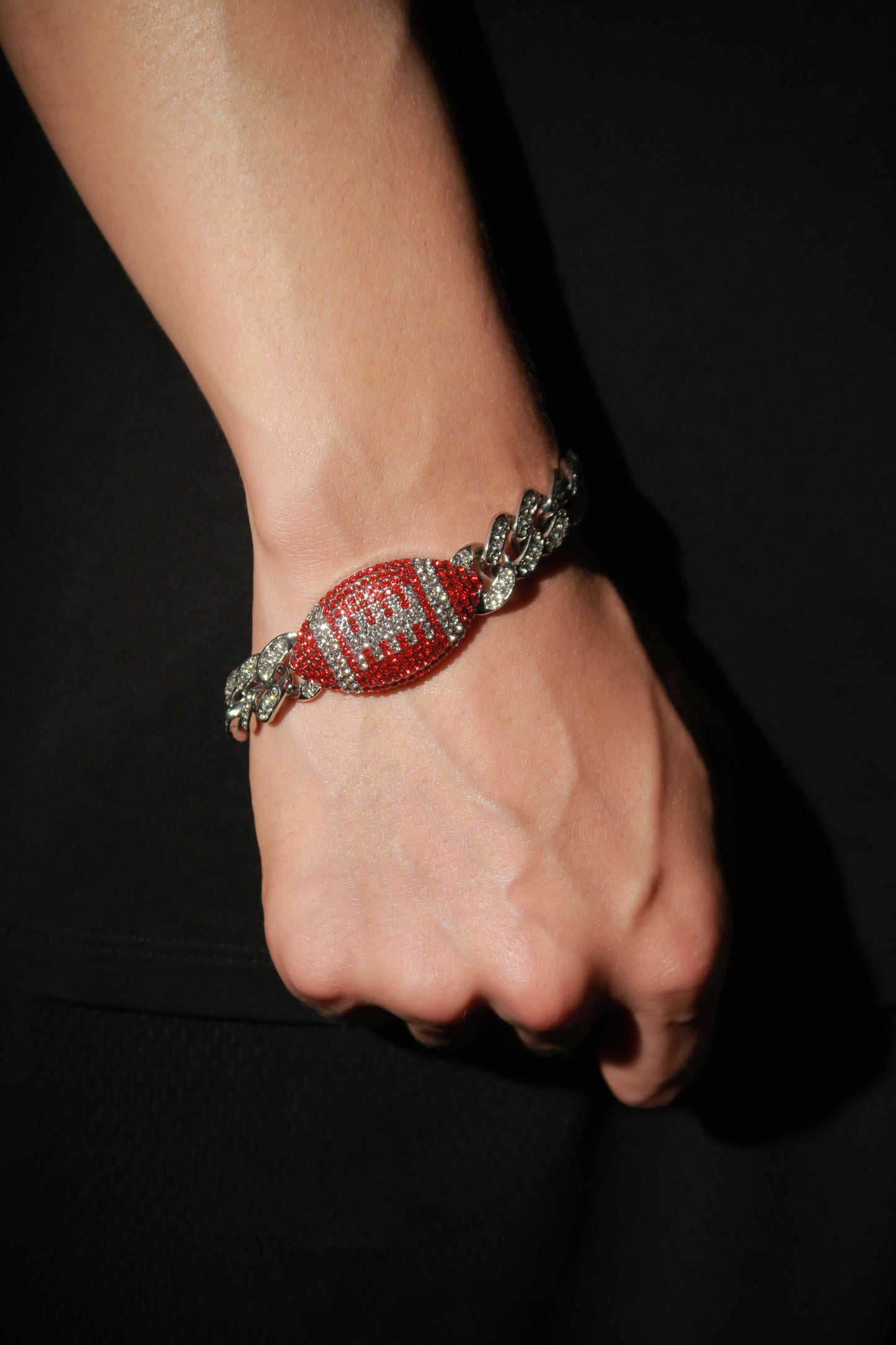 Red Football Iced-Out Bracelet