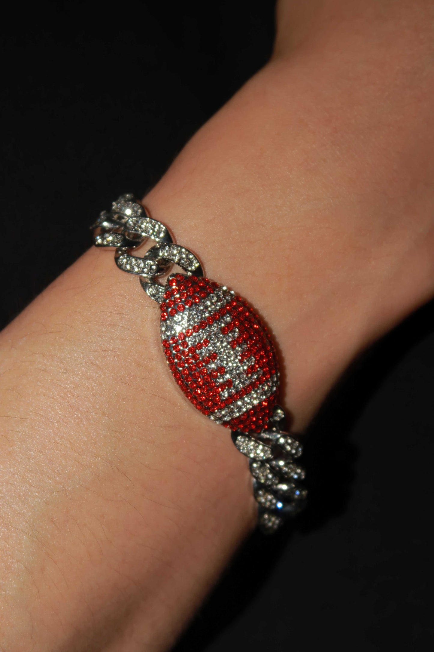 Red Football Iced-Out Bracelet